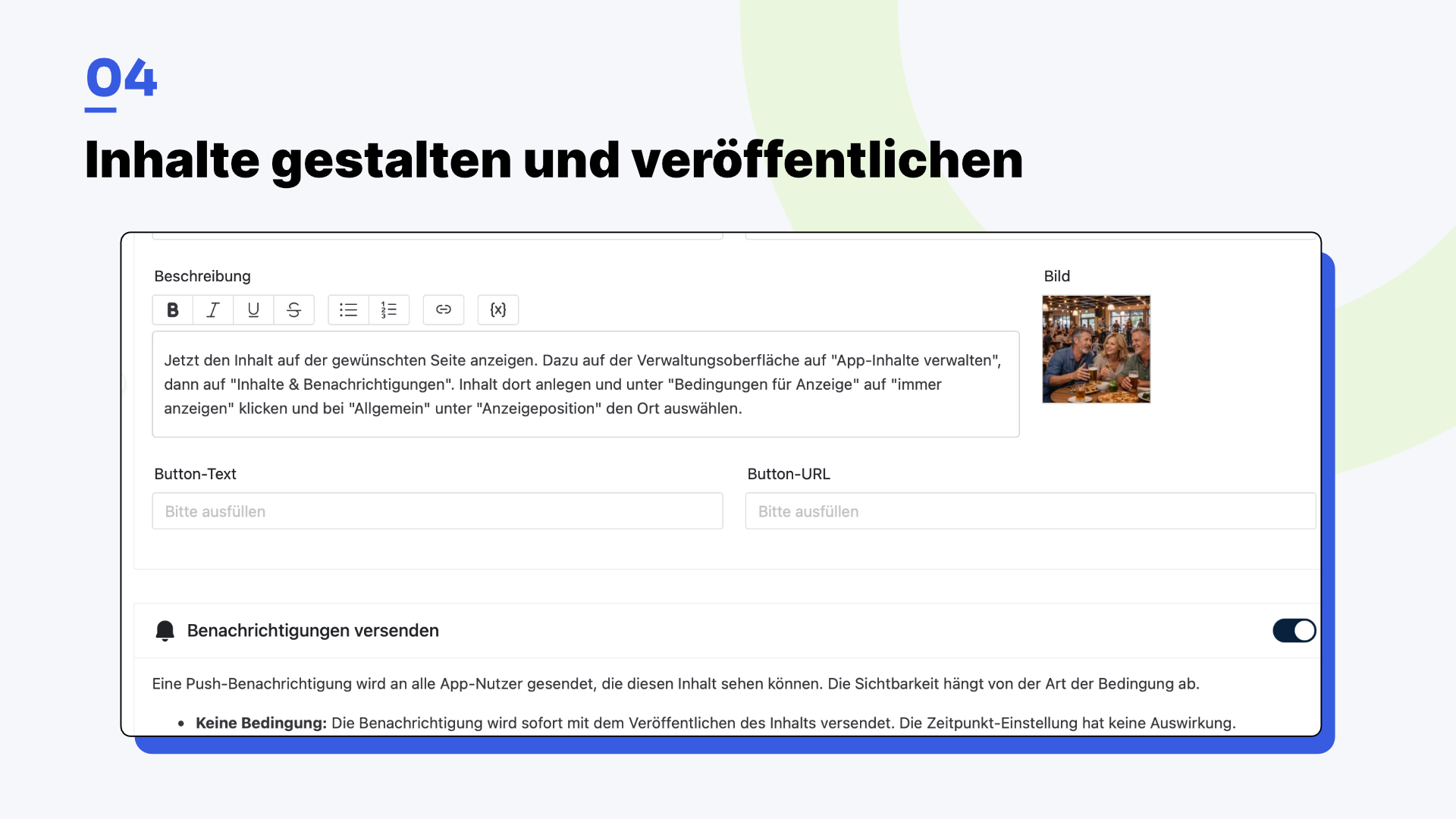 Schritt 4: Inhalte gestalten und veröffentlichen in der Dora Verwaltung