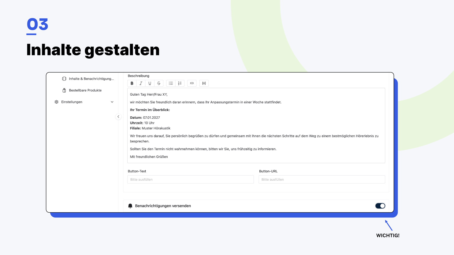 Dora Verwaltungsoberfläche: Inhalt veröffentlichen oder als Entwurf speichern