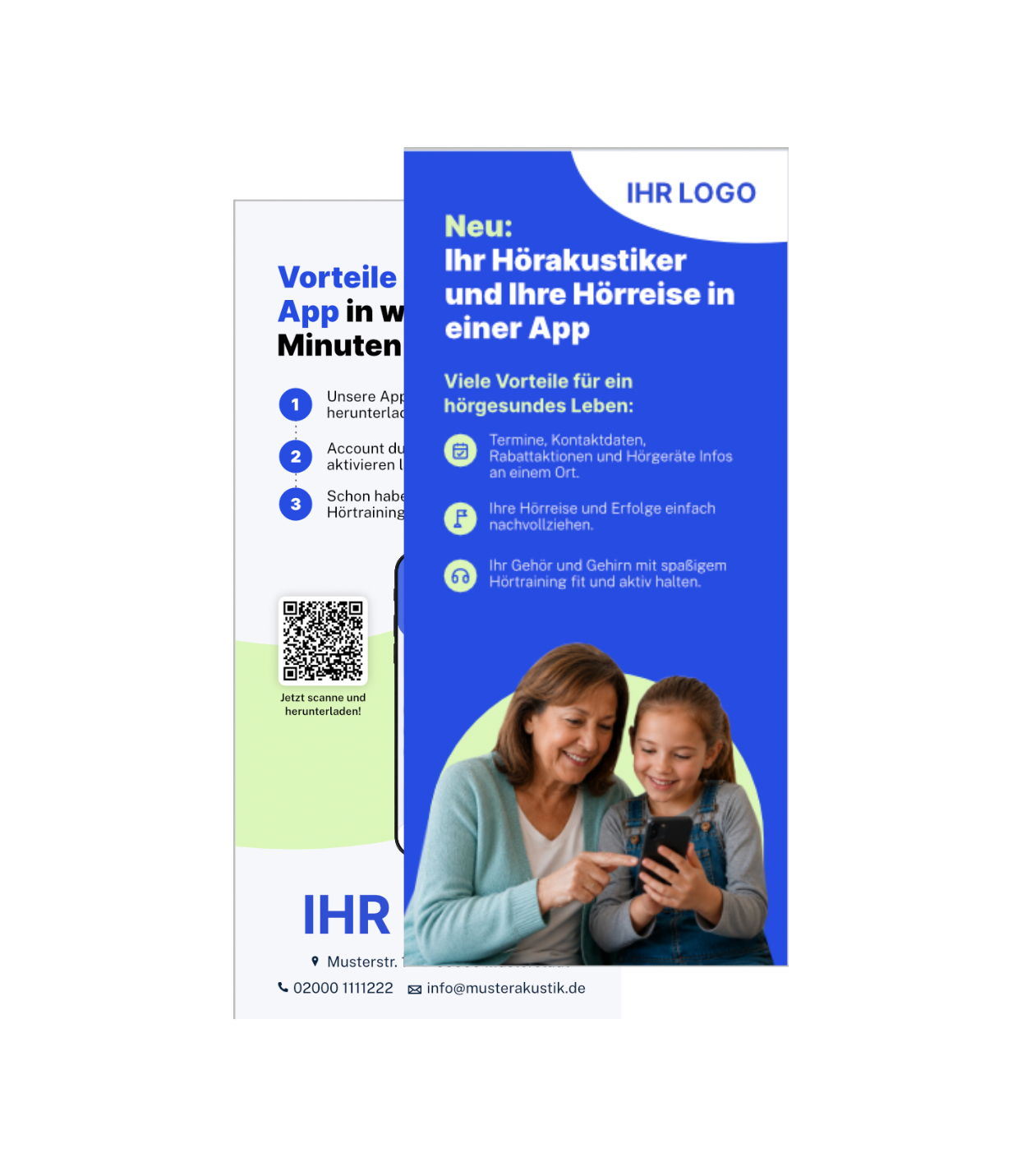 Dora Flyer im DIN-lang-Format mit QR-Code und individuellem Design
